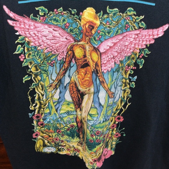 Womens Lg Nirvana Black T shirt with blue pink and green graphics 🩷🩷 great con - Picture 2 of 10